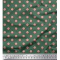 thumbnail image 1 of Soimoi Green Silk Fabric Polka Dots Decor Fabric Printed Yard 42 Inch Wide, 1 of 3