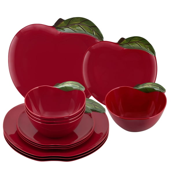 Gourmet Art 12Piece Apple Melamine Dinnerware Set, Service for 4