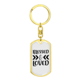 thumbnail image 4 of Blessed And Loved Arrow Stainless Steel or 18k Gold Premium Swivel Dog Tag Keychain, 4 of 10