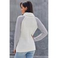thumbnail image 3 of Women's Button Turtle Cowl Neck Asymmetric Hem Wrap Pullover Sweater, 3 of 6