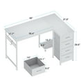 thumbnail image 5 of 48 inch Computer Desk with 4 Fabric Drawers — Home Office Desks with Storage, Writing Desk with Side Hook, Desk Study/Work Table for Bedroom and Small Space, White, 5 of 8