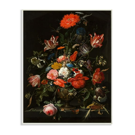 Stupell Industries Regal Bouquet Elegant Floral Insect Butterfly Details Wall Plaque Design by Ziwei Li