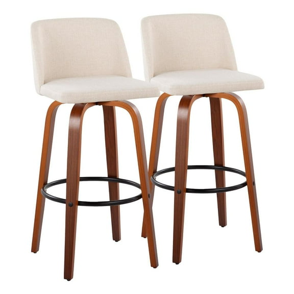 LumiSource Brown Toriano 30" Fixed Height Barstool - Set of 2