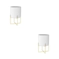 thumbnail image 2 of Cateissary Soporte de planta de oro con maceta Tipo de piso de moda Maceta Soporte de sala de estar Maceta de metal grande para interior al aire Blanco 2piezas, 2 of 6