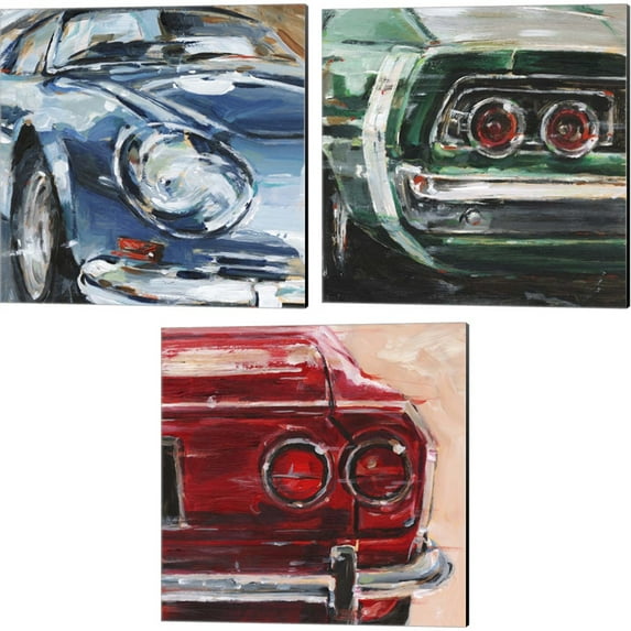 Great Art Now Sportscar Collection by Ethan Harper 3 Piece Canvas Art Set Each 14"W x 14"H