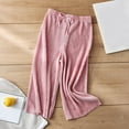 thumbnail image 2 of New Pleated Wide-leg Pants Girls Loose Casual Pants Chiffon Trousers Ice Silk Nine-point Pants,(3-10Y), 2 of 5