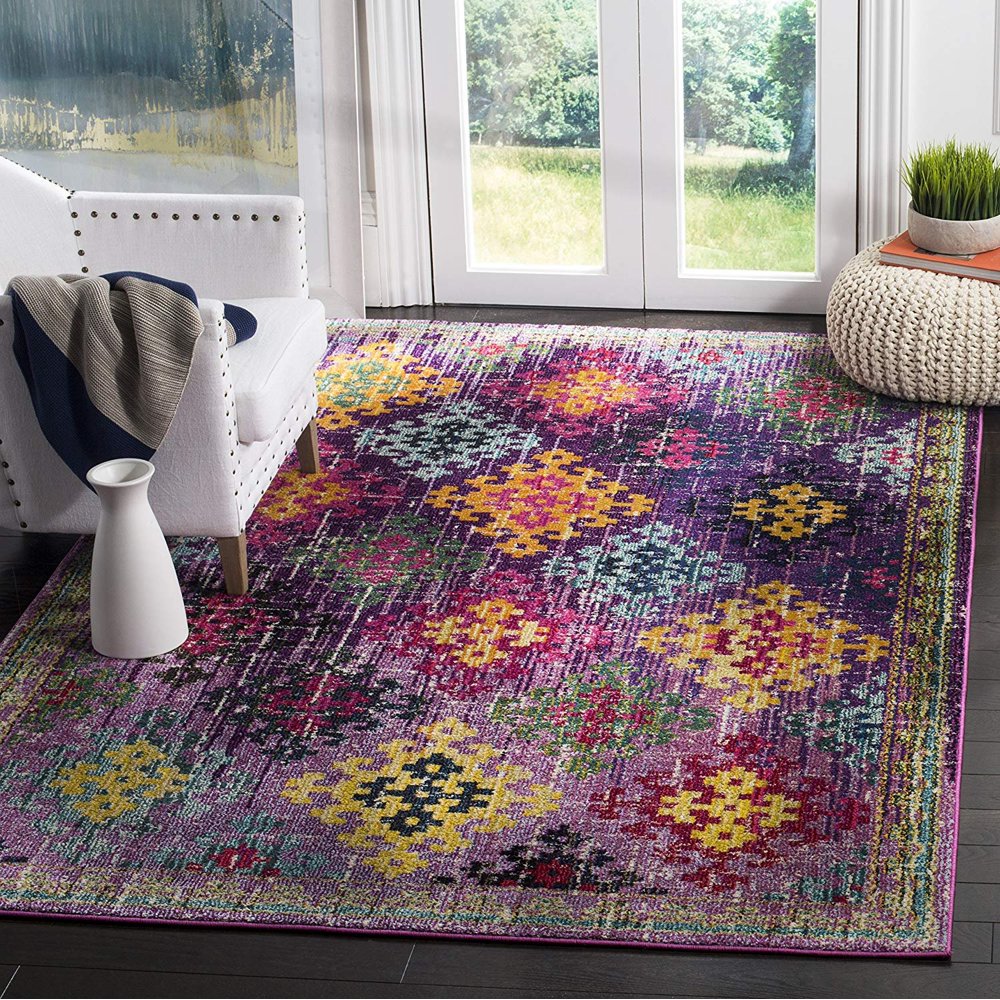 Safavieh Monaco Collection Area Rug, 6'7" Square, Purple/Multi