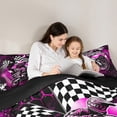 thumbnail image 5 of Manfei Motorcycle Motocross 2pcs Bedding Comforter Set,Honeycomb Grid Twin Comforter Sets,Black Pink Bedding Set,Super Cozy Sport Bedroom Decorative,Reversible, 5 of 8