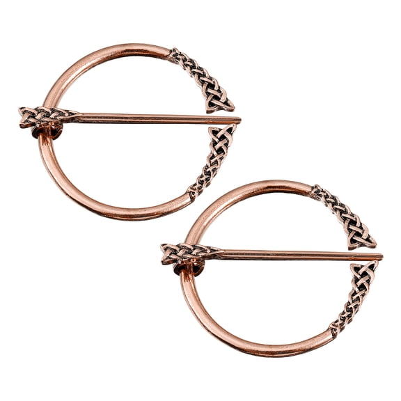 Vintage Brooch Cloak Pins, 2 Pack Penannular Brooch Cloak Clasp Scarf Pin Shawl Pins Cardigan Buckle(Copper)