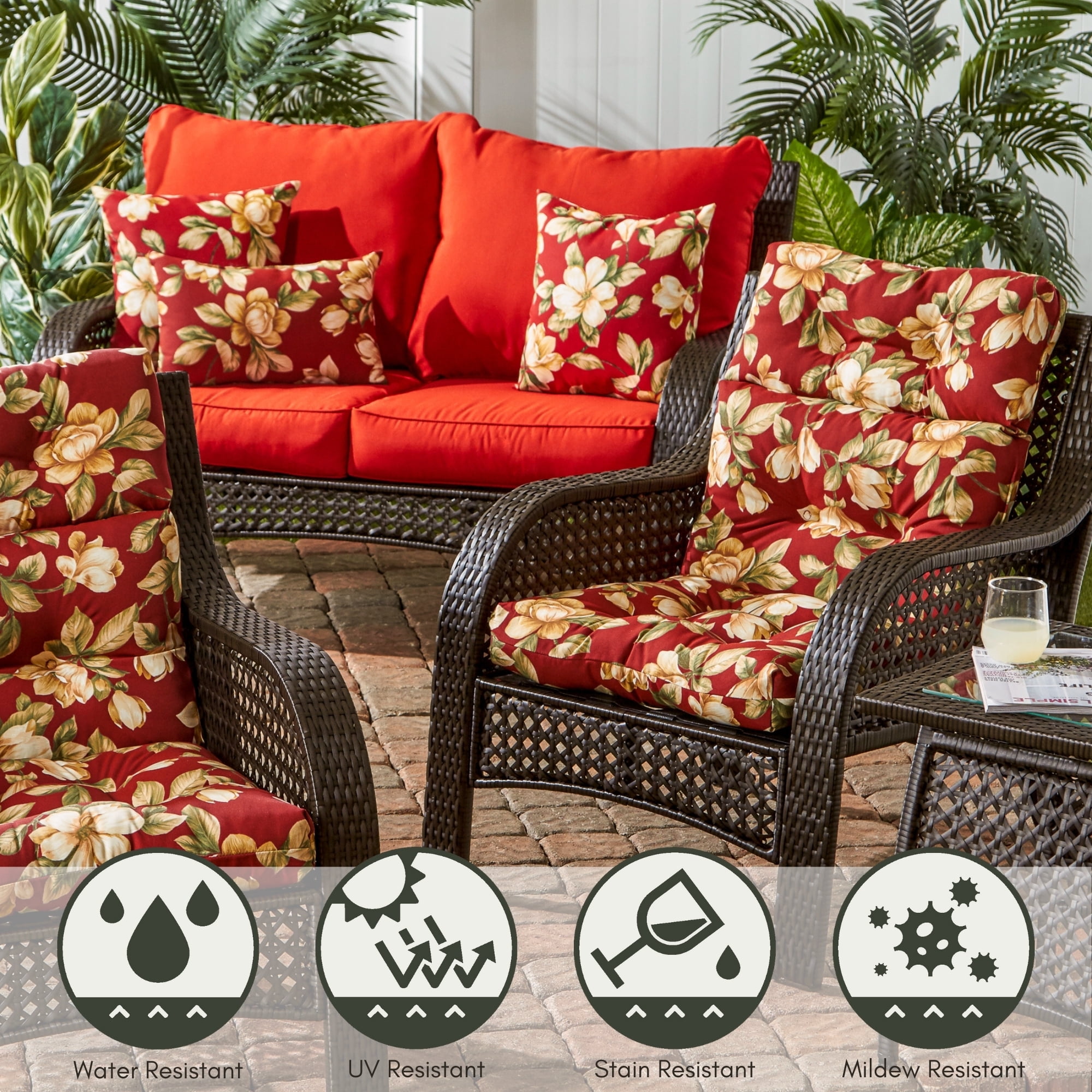 Greendale Home Fashions 17'' x 17'' Reversible Outdoor Throw Pillow, Set of 2, Roma Floral