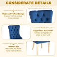 thumbnail image 6 of 47 Inch Glass Dining Table Set for 4, Modern Rectangular Glass Kitchen Table with 4 Upholstered Velvet Chairs, Space-Saving Dining Room Set for Living Room, Kitchen, Apartment - Blue Gold, 6 of 8