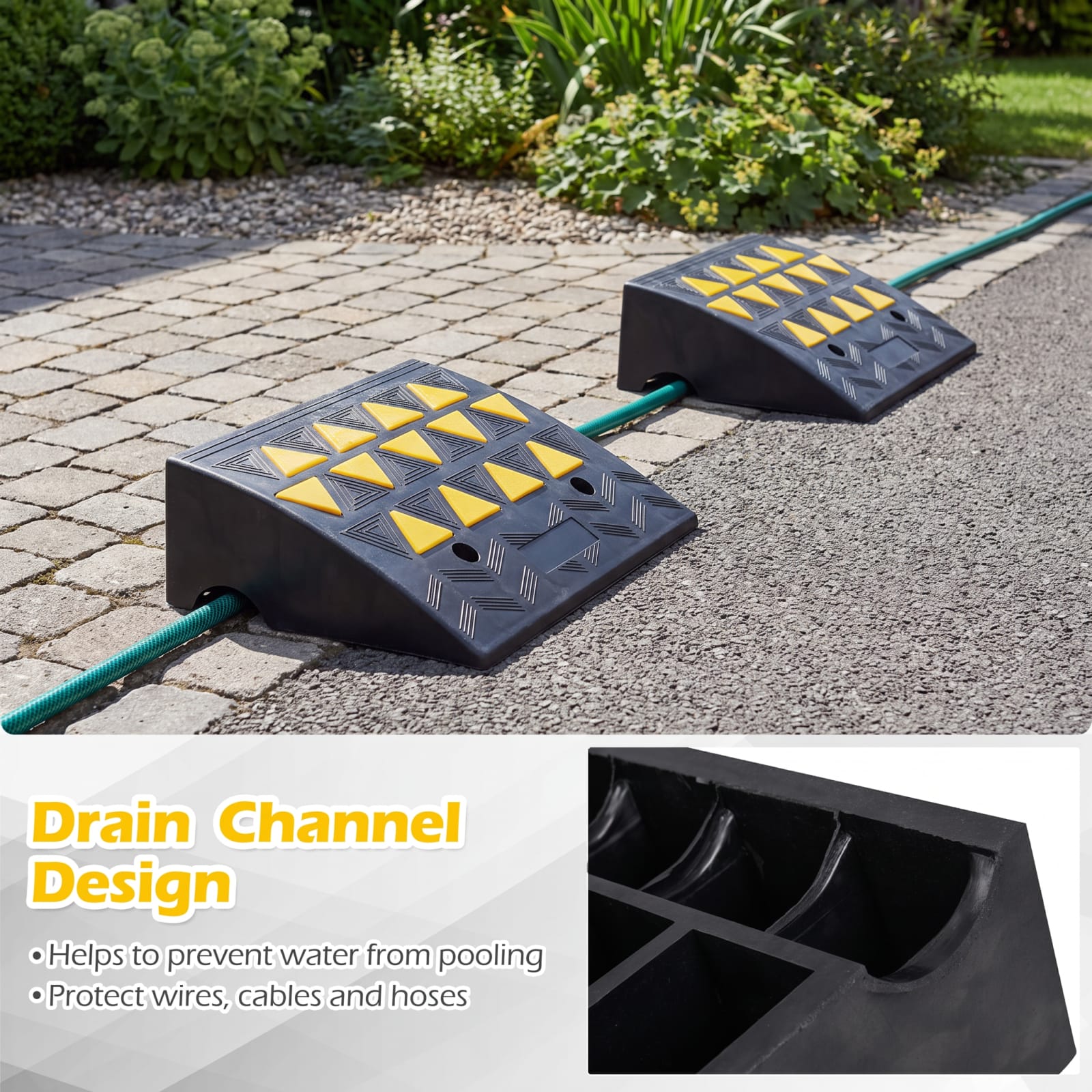 Biotree Driveway Threshold Ramps with 6 Inch Rise for Medium Trucks, 2 Pcs, Black