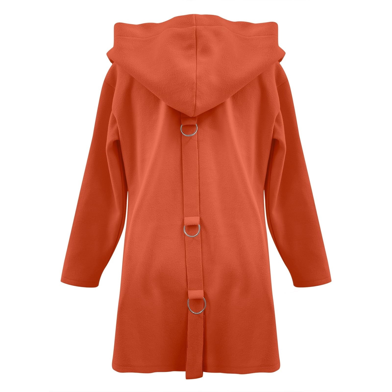 Womens Wool Peacoats with Hooded and Pockets Plus Size S-5X Snap-Button Up Coats Ladies Casual Solid Long Sleeve Comfort Outerwear