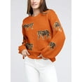 thumbnail image 2 of Nygoyerh Women Sweaters Comfy Warm Tiger Print Knitwear Long Sleeve Pullover Basic Jumpers Tops for Casual, 2 of 6