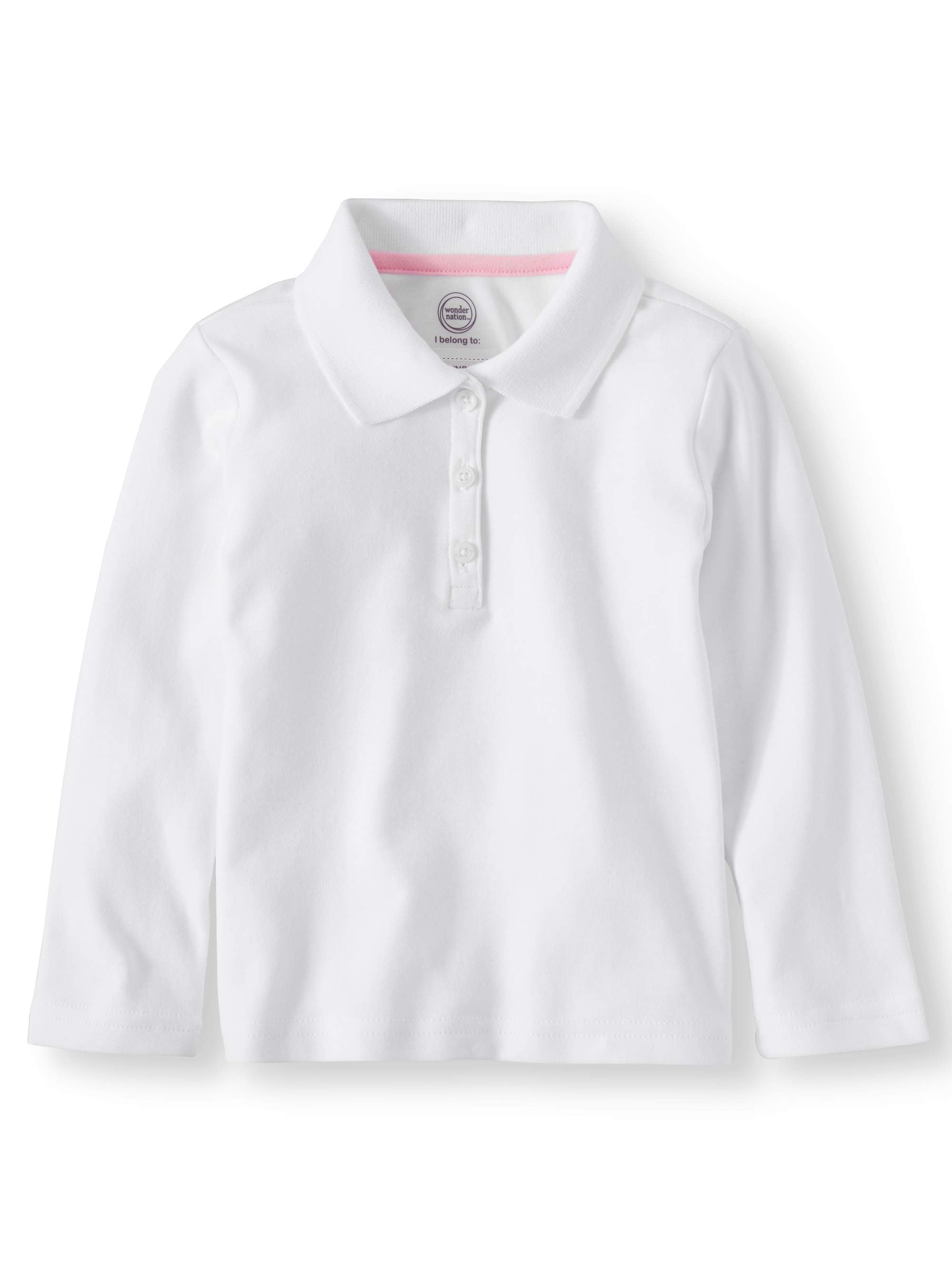 Wonder Nation Toddler Girls School Uniform Long Sleeve Interlock Polo