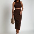 thumbnail image 1 of Falda Conjunto de falda con abertura ajustada para mujer, 2 uds., Top corto + faldas, ropa informal ajustada para mujer Ygjytge Marrón T S para Mujer, 1 of 6