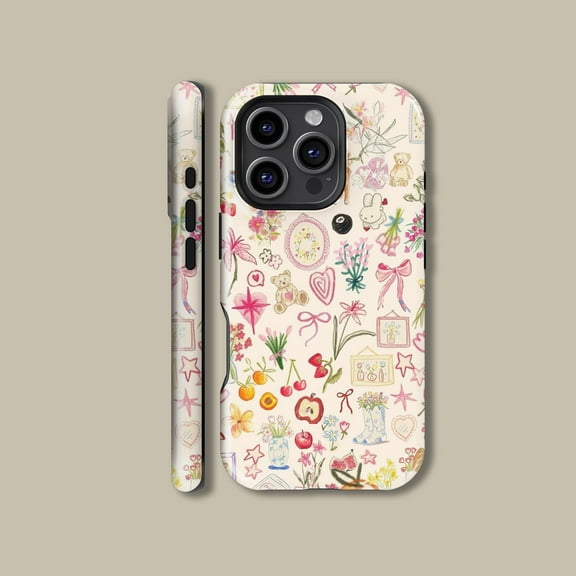 Cute Hand Drawn Floral Animal Case for iPhone Samsung Girly