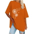 thumbnail image 2 of WREESH Women's Oversized Round-Neck T-Shirt Casual Printed Short Sleeve Top Orange, 2 of 5