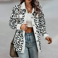 thumbnail image 2 of Herrnalise Women Corduroy Shirts Casual Long Sleeve Button Down Blouses Top Leopard Print Jacket With Chest Pockets White,XL, 2 of 5