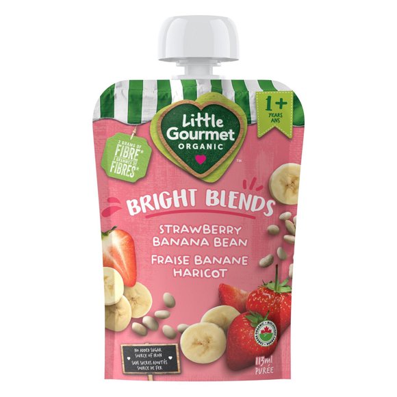 Little Gourmet Organic Bright Blends Organic Puree Pouch – Strawberry, Banana, Bean – Stage 2