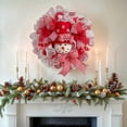 thumbnail image 5 of YOHAVEN Front Door Christmas Wreath 18 Inch Artificial Flower Linen Bow Decoration for Home Outdoor Indoor, Elegant Holiday Door Hanging, Christmas Wall Centerpiece, Seasonal Festive Decor, 5 of 8