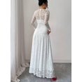 thumbnail image 2 of White Lace Ruched Long Sleeve Bodycon Maxi Dress For Evening Party, 2 of 30