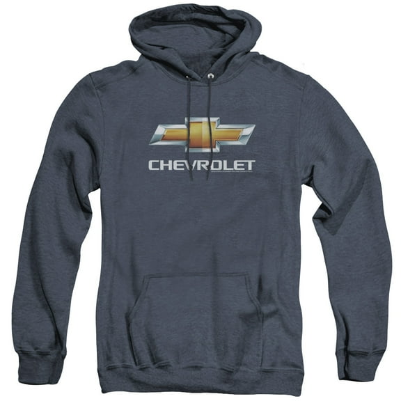 Chevrolet Chevy Bowtie Stacked Adult Heather Hoodie Sweatshirt Navy