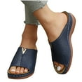 thumbnail image 4 of Anuirheih Wedge Low Heel Slippers Sandals for Women Slip On Wedge Sandals, Fish Mouth Summer Casual Open Toe Sandals(Navy), 4 of 9
