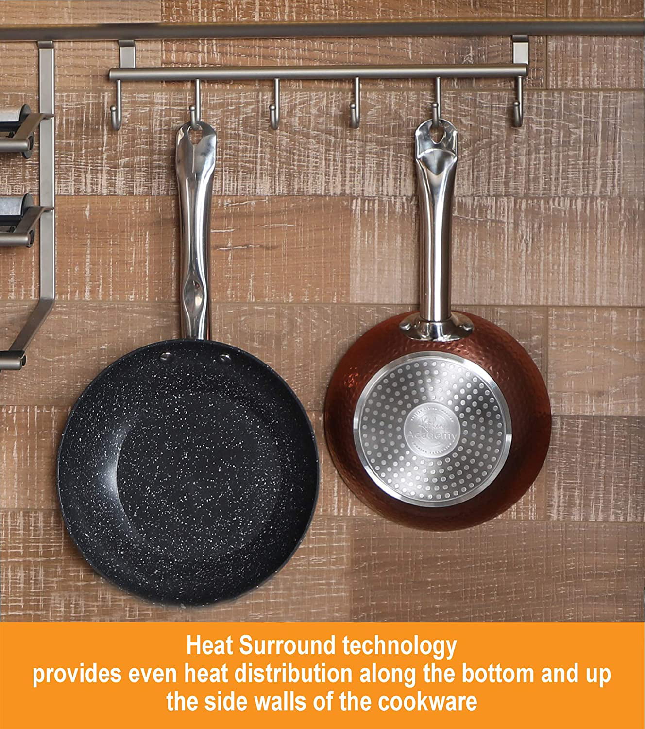 Induction Kitchen Cookware Sets Nonstick - Granite Hammered Pan Set 15  Piece, Dishwasher Safe Cooking Pots and Pans Set