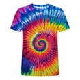 thumbnail image 2 of Mens Tie-dye T Shirt Short Sleeve Crew Neck Fitted Colorful Tees S-5X Plus Size Tops Summer Casual Tshirts (5XL, Blue 02), 2 of 5