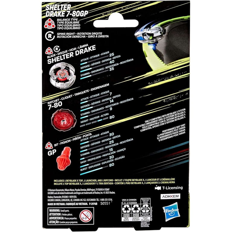 Beyblade X Shelter Drake 7-80GP BX Starter Pack Set with Balance