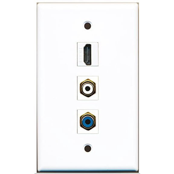 RiteAV - 1 Port HDMI and 1 Port RCA White and 1 Port RCA Blue Wall Plate