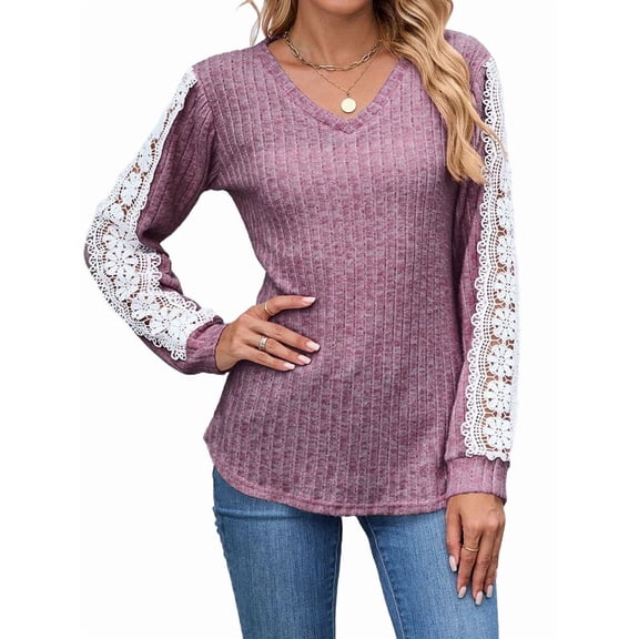 Womens Long Sleeve Shirts V-Neck Business Casual Blouses Tee Trendy 2025 Fall Fashion Outfits Clothes Red XXL