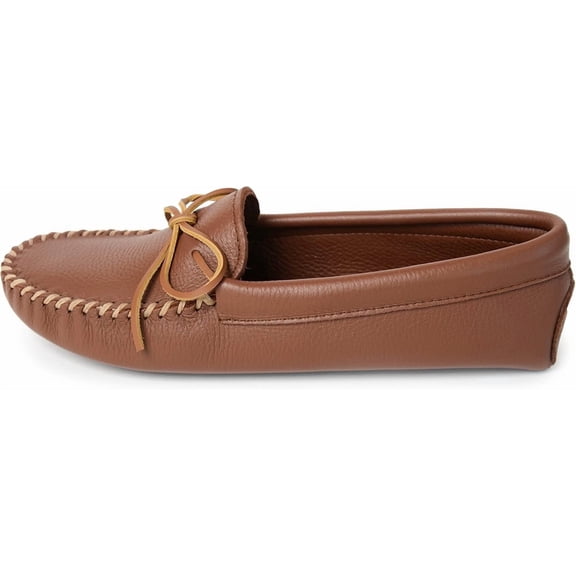 Minnetonka Men's Double Deerskin Soft Leather Sole, Caramel, 7 M