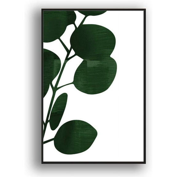 IDEA4WALL Framed Canvas Print Wall Art Black & Gray Leaf Silhouette Geometric Shapes Illustrations Modern Art Chic Colorful for Living Room, Bedroom, Office - 16"x24" Black