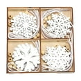 thumbnail image 2 of 24 Pieces White Wooden Snowflake Ornaments - 3 Inch Christmas Tree Decorations in 4 Styles, for Winter Home Garland and Holiday Crafts, Festive Decor, 2 of 5