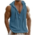 thumbnail image 2 of Guluxicc Cotton Tank Tops for Men Drawstring Hooded Solid Color Shirts Regular Fit Summer Outdoor Casual Sleeveless Tops, 2 of 9