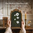 thumbnail image 5 of Crystal Art Gallery 6x8 Gold Ornate Arch Tabletop Framed Pretty Little Flower III Black Art with Metal Easel Back, White Floral on Black Crystex Textured Finish Vintage Decorative Accent, 5 of 10