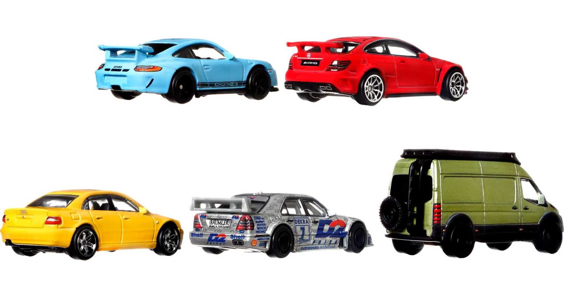 Hot Wheels Premium Car Culture Deutschland Design Pack of 1:64 Scale Toy Cars, Collectible Set