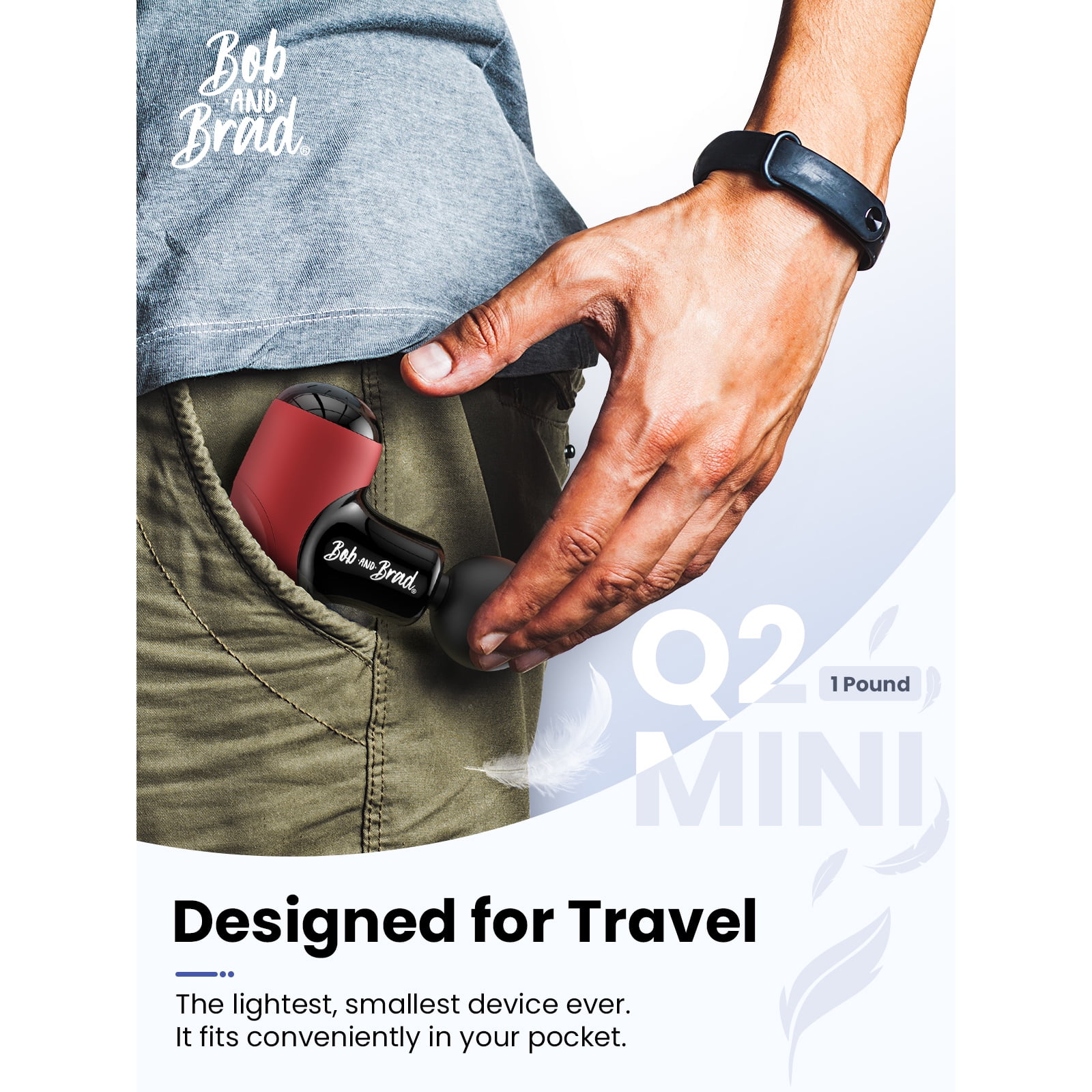 Bob and Brad Q2 Mini Massage Gun, Portable Percussion Muscle Massager,Deep Tissue Muscle Relaxation ache comfort ,Ultra Small & Quiet Muscle Massage Gun with Carry Case