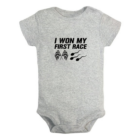 I Won My First Race Funny Rompers For Babies, Newborn Baby Unisex Bodysuits, Infant Jumpsuits, Toddler 0-24 Months Kids One-Piece Oufits