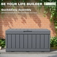 thumbnail image 5 of Patiowell 82 Gallon Deck Box Outdoor Storage Resin Wood Look Storage Box with Lockable lid for Patio Furniture, Gray, 5 of 7