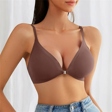 Blczomt Seamless Womens Bras Clearance Under $10 Front Closure Balconette Comfortable Brown Bra