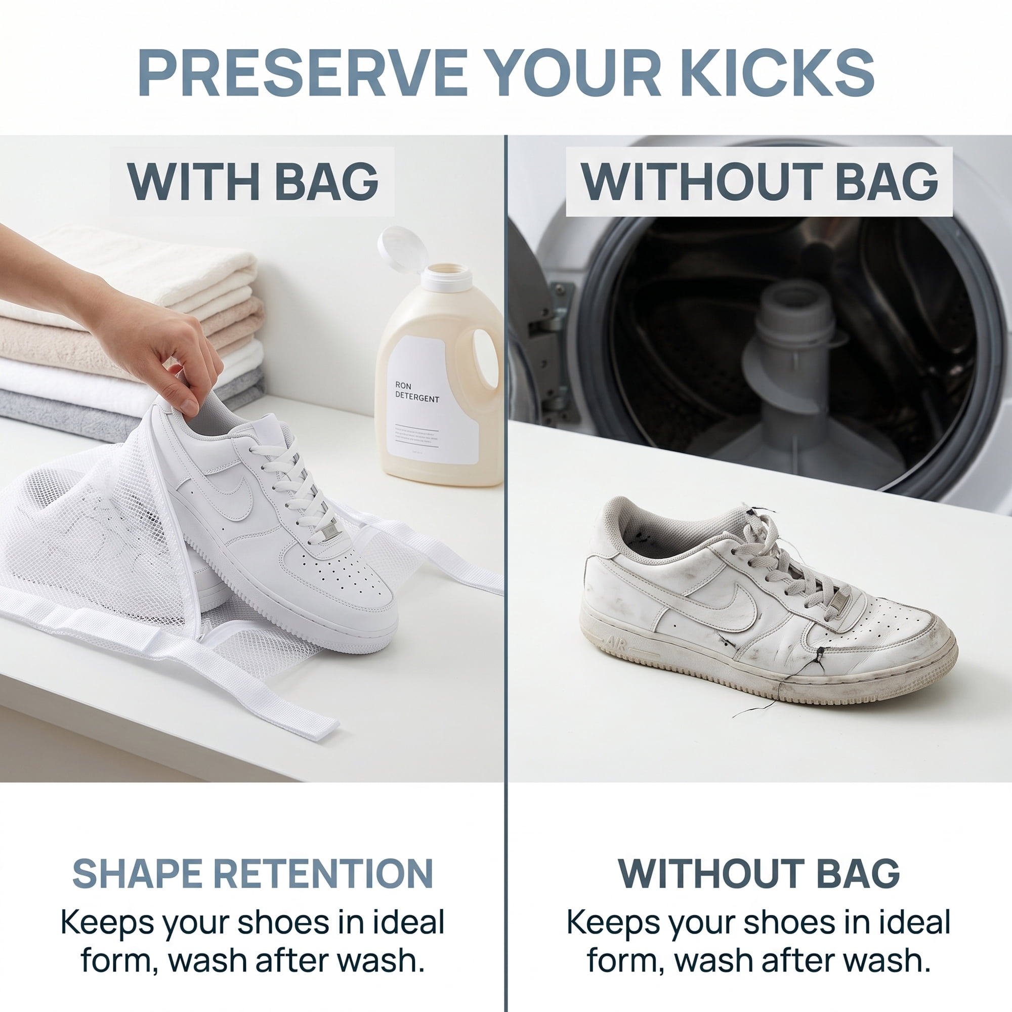 Unique Bargains Durable Polyester Laundry Shoe Bag for Washing Machine White 15.7"x15.7"