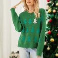 thumbnail image 5 of Lovskoo Merry Christmas Sweaters for Women 2023 Round-Neck Print Recreational Pullover Knitting Sweater Long Sleeve Tops Green, 5 of 9