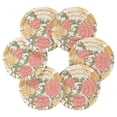 thumbnail image 2 of Haosy Set of 6 Drink Woven Coaster with Holder Heat Resistant Non-Slip Bar Coasters 4 Inches Pastel Pink Yellow Cream Peonie, 2 of 7