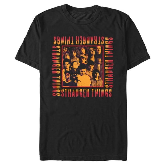 Netflix Men's Stranger Things Orange Group Shot Boxed Up Graphic T-Shirt
