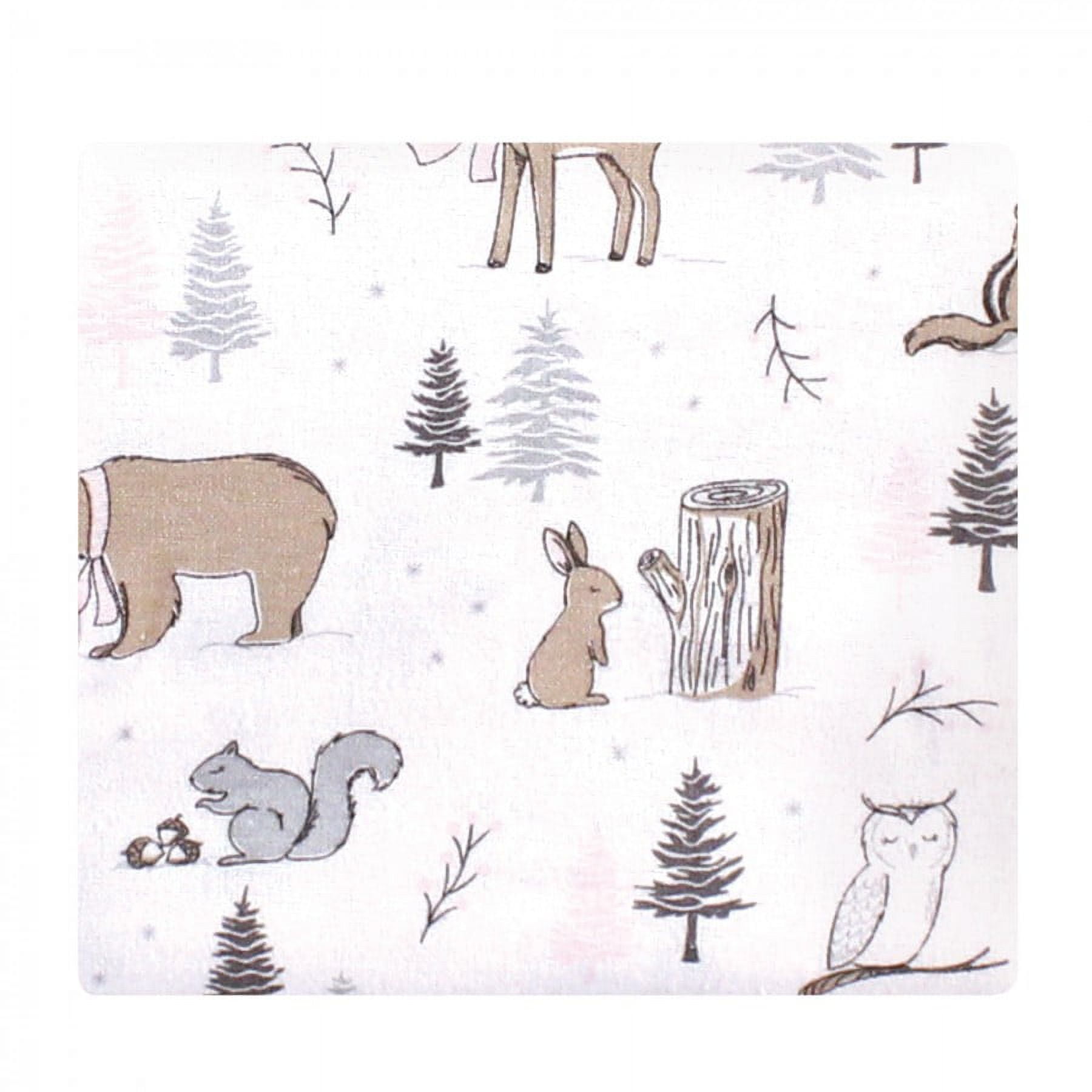 Hudson Baby Infant Girl Cotton Flannel Receiving Blankets Bundle, Winter Forest, One Size