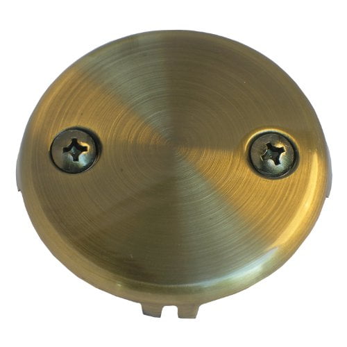 Lasco 2Hole Antique Brass Bath Tub Overflow Face Plate 031433
