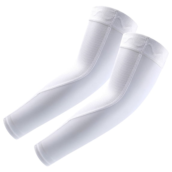 Sun Protection Compression Arm Sleeves Cooling Sports Sleeves Cycling Running Mountaineering Breathable Sleeves Cool Sleeves For Football, Golf(White XL)